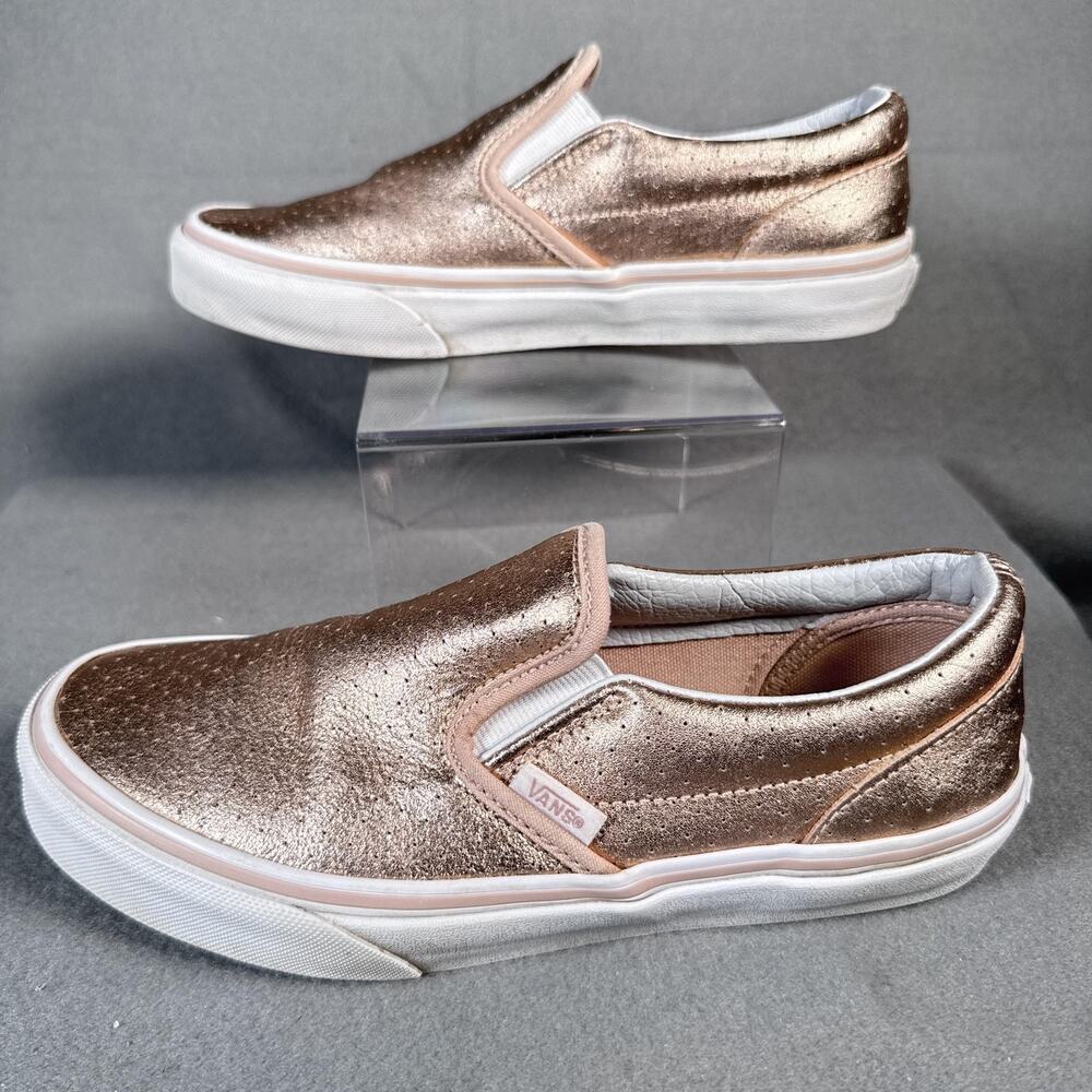 Vans Slip-On Shoes Womens Size 5.0 Metallic Leather Low Top Skate EUR 36.5